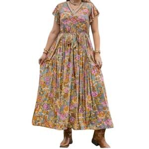 Rusttydustty Floral Bohemian Maxi Dress Plus Size 2XL Indie Cottagecore NWT